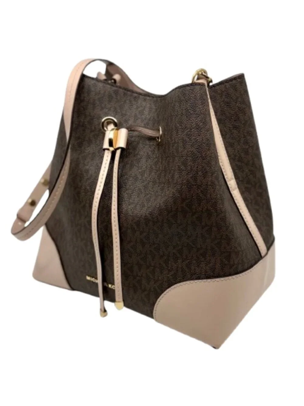 MICHAEL KORS~Mercer Gallery Med Convertible Bucket Shoulder Brown/Beige NEAR NEW